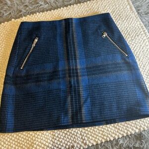 GAP Blue Plaid Skirt with Zipper Accents